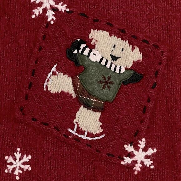 Croft & Barrow Skating Bears Silk Wool Sweater Size XL - Picture 9 of 13